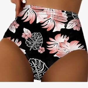 🆕️ High Waist Tummy Control Floral Design Swim Bottom NWOT